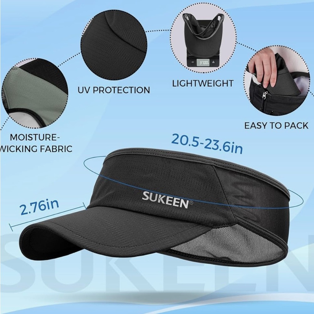 Sukeen Black Visor Hat NEW!